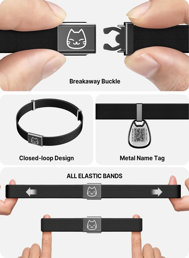 typecase طوق للقطط مزود ببطاقة اسم برمز الاستجابة السريعة، طوق قابل للفك للقطط الصغيرة من الذكور والإناث، شريط مطاطي فائق النعومة قابل للتعديل، مشبك أمان قابل للفك، طوق تعريف مريح وآمن للحيوانات الأليفة (6-12 بوصة)، أسود - Image 3